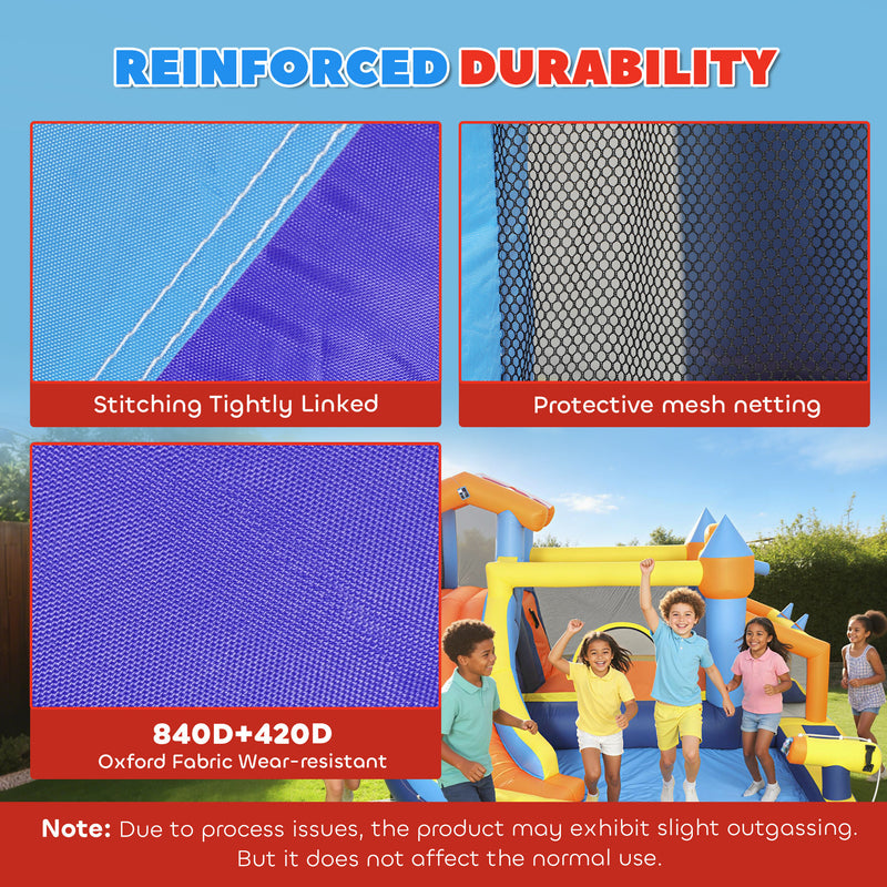 Bouncy Castle and Water Park for Outdoor Kids Play with Slide and Pool Multicolour AOSOM