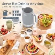 2 Piece Textured Kettle and Toaster Set With Fast Boil and Even Toasting Grey