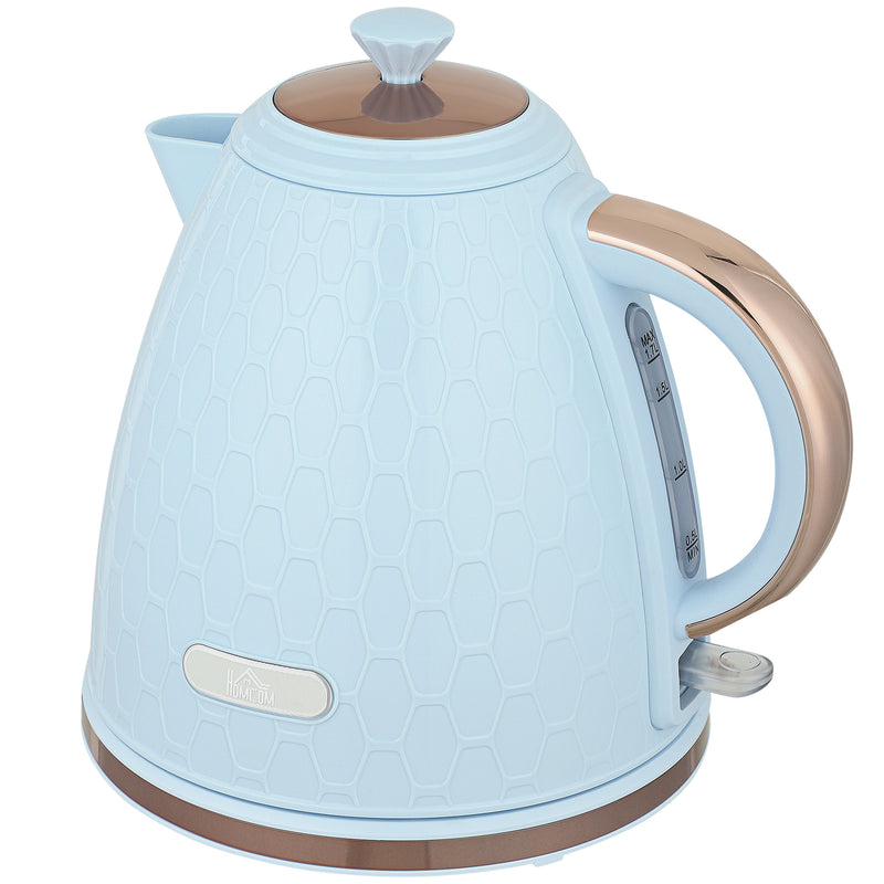 3kW Rapid Boil Electric Kettle With Honeycomb Design Ideal For Kitchens, Light Blue
