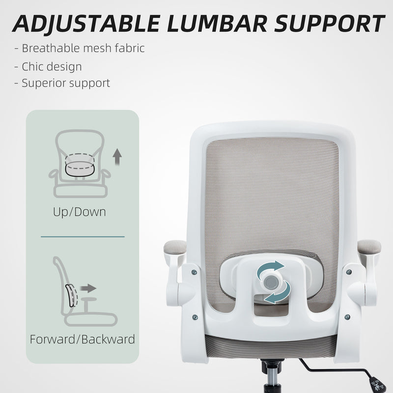 Grey Mesh Back Adjustable Swivel Office Chair with Lumbar Support by HOMCOM