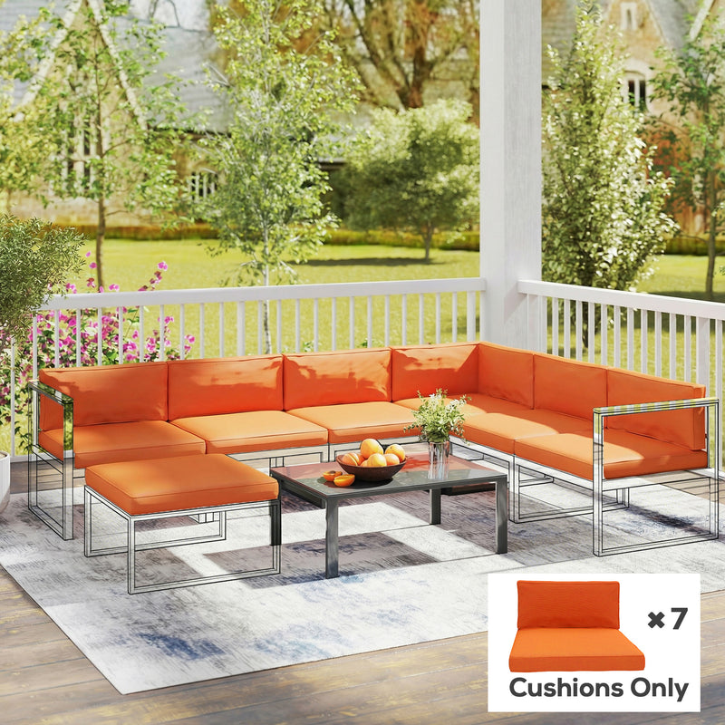 Rattan Furniture Replacement Cushion Set for 7 Seat Garden or Dining Set Orange