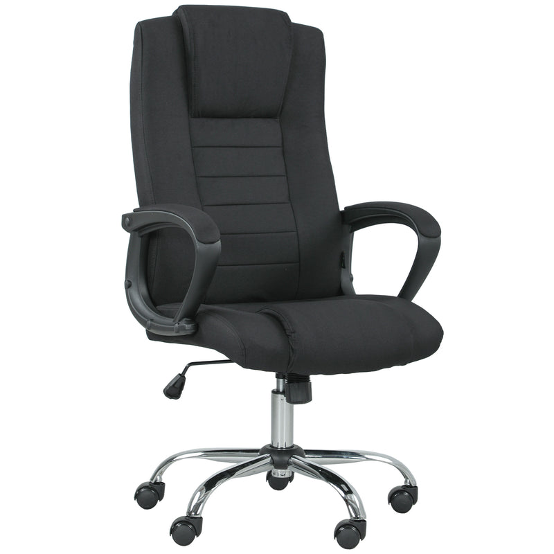 Ergonomic Swivel Office Chair With Linen Look Upholstery For Home Or Desk Use Black