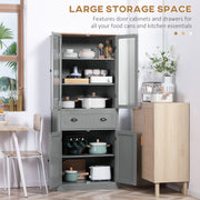Tall Freestanding Kitchen Pantry Cupboard With Drawer And Adjustable Shelves Grey
