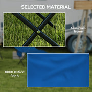 Dark Blue Foldable Sun Lounger With Headrest and Side Pocket for Beach or Garden Use