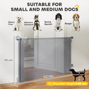 Retractable Dog Gate for Doorways and Stairs with One-Handed Operation Grey AOSOM