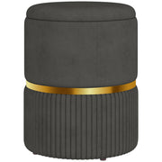 Velvet Feel Storage Ottoman Bench With Hidden Compartment For Bedroom Or Living Room, Grey