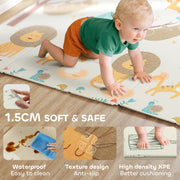 Foldable Reversible Baby Play Mat Waterproof and Soft for Crawling and Tummy Time Animal Print AOSOM