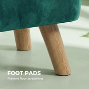 HOMCOM Velvet Square Padded Footstool - Dark Green AOSOM