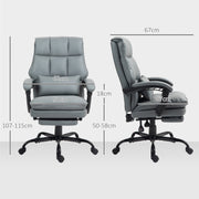 Grey Faux Leather Reclining Executive Swivel Office Chair With Footrest by HOMCOM