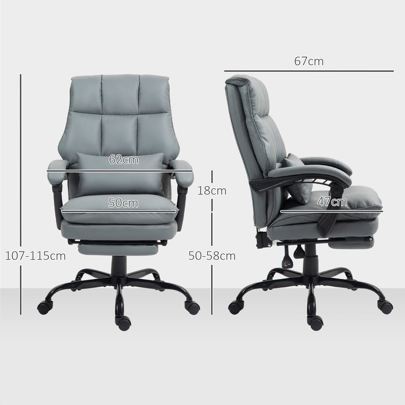 Grey Faux Leather Reclining Executive Swivel Office Chair With Footrest by HOMCOM