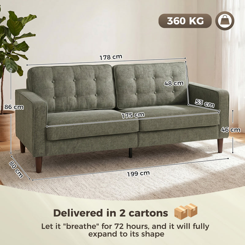 3 Seater Sofa with Spacious Velvet Seating for Comfortable Family Evenings Green