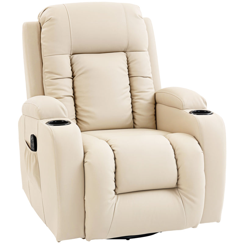 Massage Recliner Chair with Heat and Remote for Home Relaxation Cream