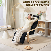 Black Curved Wooden Framed Accent Chair with Adjustable Footrest by HOMCOM