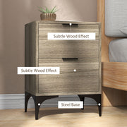 Set of Two Wooden Bedside Tables with Storage for Bedroom or Guest Room, Oak Colour