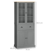 Tall Freestanding Kitchen Pantry Cupboard With Drawer And Adjustable Shelves Grey