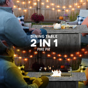 Grey Gas Firepit Table with Glass Screen and Cover 50000 BTU for Garden Heating