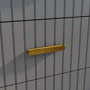 Four Drawer Bedroom Dresser with Embossed Lines Ideal for Storage Organisation Grey Gold