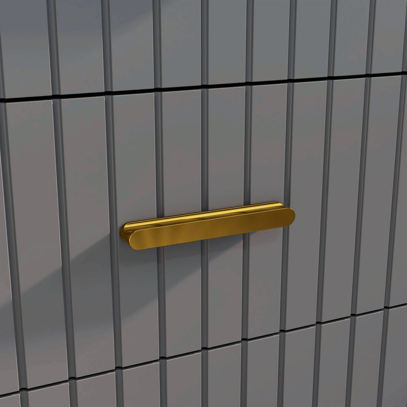 Four Drawer Bedroom Dresser with Embossed Lines Ideal for Storage Organisation Grey Gold