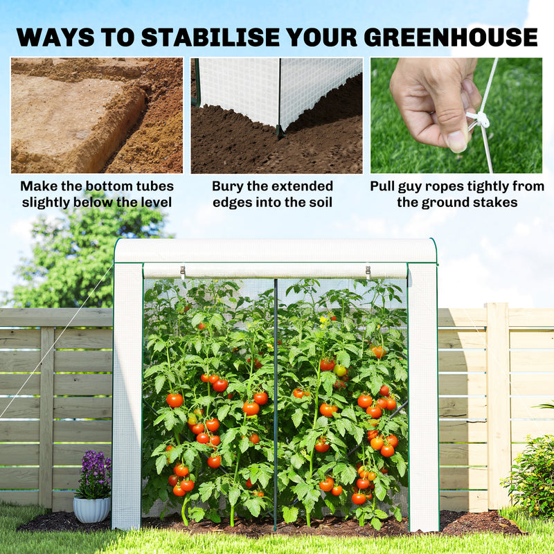 Garden Greenhouse for Year Round Plant Protection with Roll Up Door and Mesh Windows Green