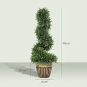 Set of 2 Spiral Topiary Artificial Cypress Trees with Pots for Indoor or Outdoor Use Green