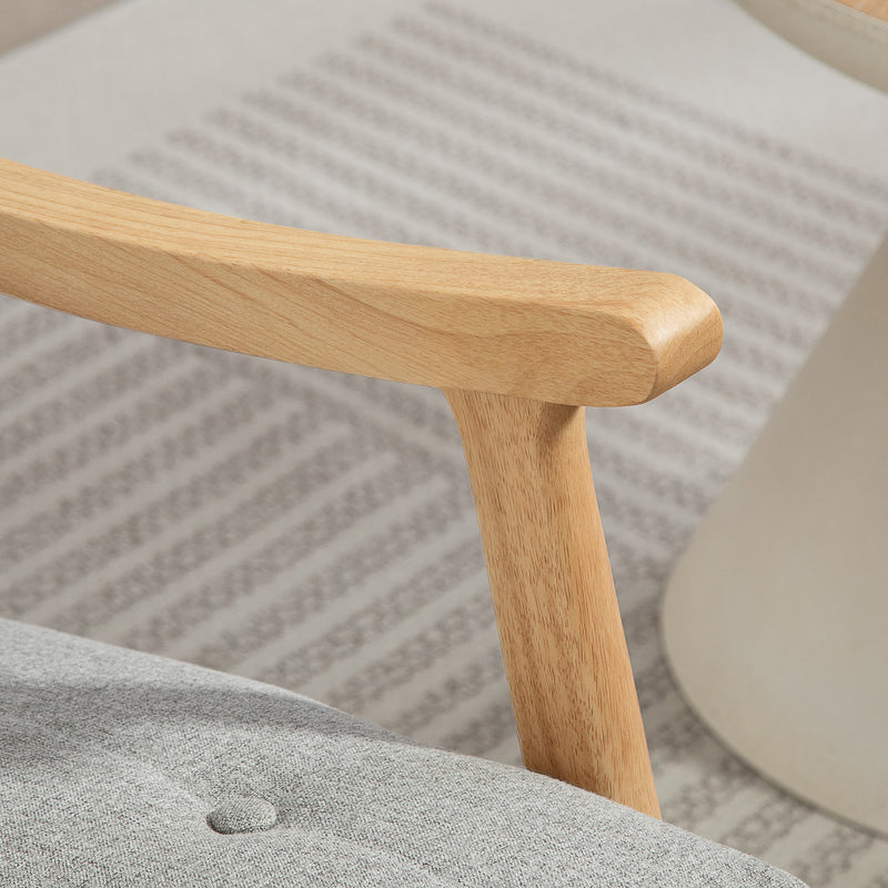 Modern Wood Frame Rocking Chair with Cushioned Seat for Lounge or Nursery, Light Grey