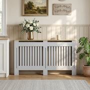 Radiator Cover with Extra Shelf and Slatted Front for Safe Heat Flow Grey Homcom