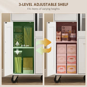 Kitchen Storage Trolley with Sliding Microwave Shelf and Lockable Wheels White Homcom