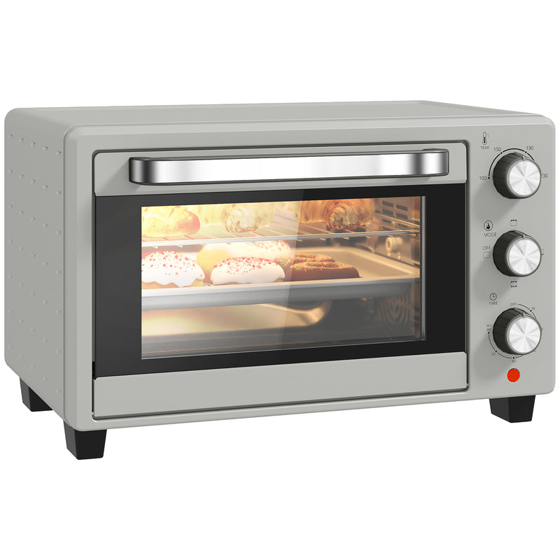 21L Mini Countertop Oven with Adjustable Temperature 100 - 230 Degrees Centigrade Silver by HOMCOM