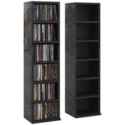 Set of 2 Tall CD Storage Shelves for Media Organisation with High Gloss Finish Black