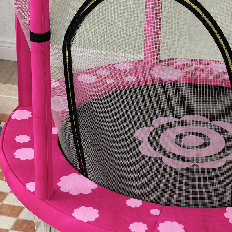 Pink 4.6ft Toddler Trampoline with Safety Net for Indoor and Outdoor Use Ages 3-6 by AIYAPLAY AOSOM