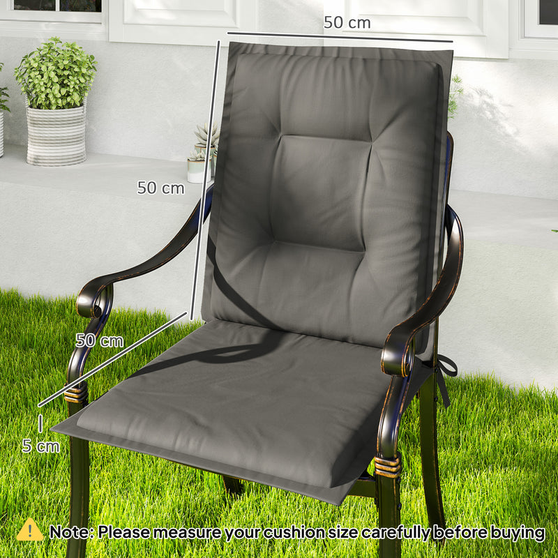 Set of 4 Light Grey Padded Garden Seat Cushions for Outdoor Chairs by Outsunny