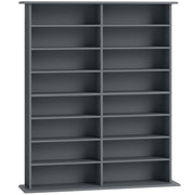 16 Compartment Media Storage Shelf With Adjustable Shelves For Home Or Office Grey