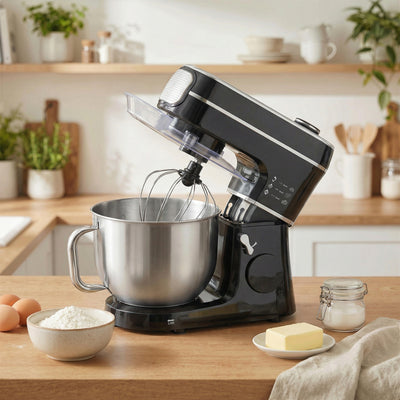 Stand Mixer for Easy Family Baking with Large 6L Bowl and 11 Speeds Black AOSOM