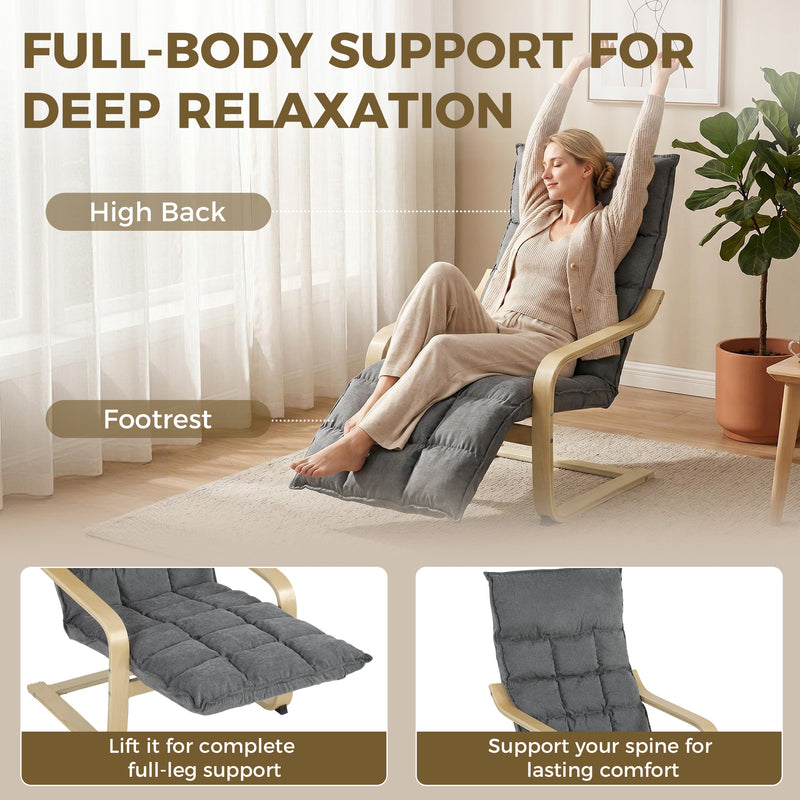 Accent Chair with Footrest for Comfortable Reading and Relaxing at Home Grey