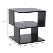 Set of 2 Modern Side Tables with 2 Tier Storage for Living Room or Bedroom Black