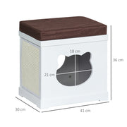 Cat House Bed with Soft Cushion and Removable Scratching Pad for Small Cats White AOSOM