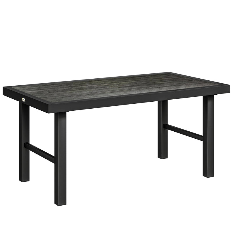 Outdoor Coffee Table with Spacious Wood Effect Top for Garden or Patio Dark Grey