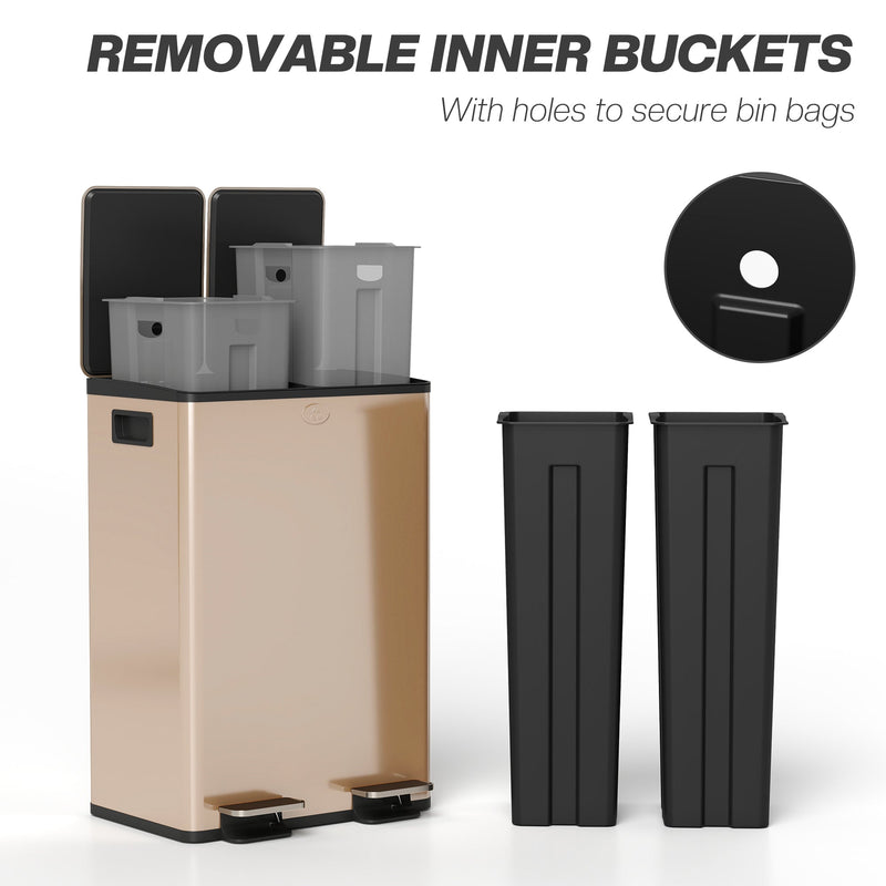 Kitchen Pedal Bin with Dual Compartments for Easy Rubbish and Recycling Separation
