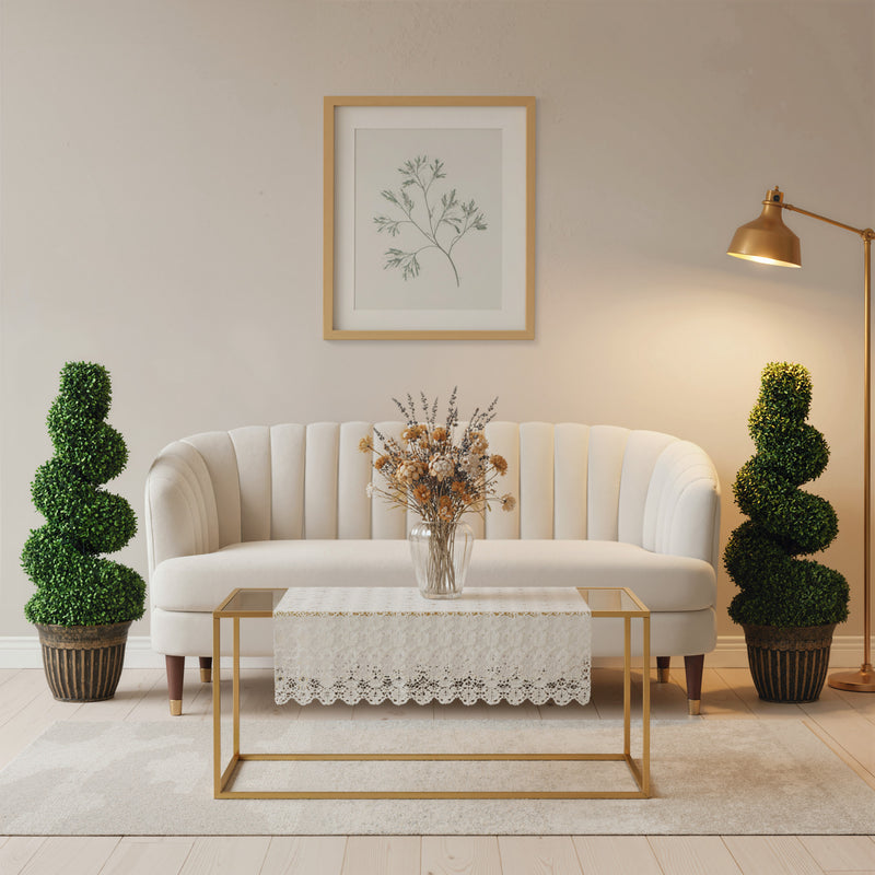 Set of 2 Spiral Boxwood Topiary Trees with Pots for Indoor or Outdoor Use 90cm Green