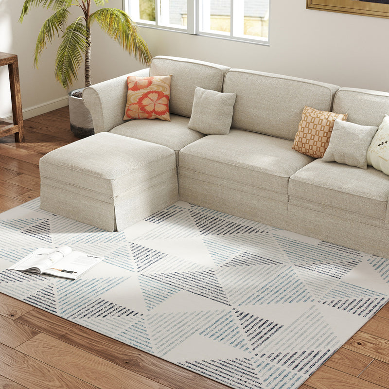 Large Geometric Area Rug Non Slip Washable Carpet for Living Room or Bedroom Multi Coloured