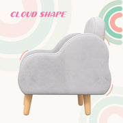 Kids Cloud Shaped Armchair with Wooden Frame and Velvet Upholstery for Toddlers, Grey
