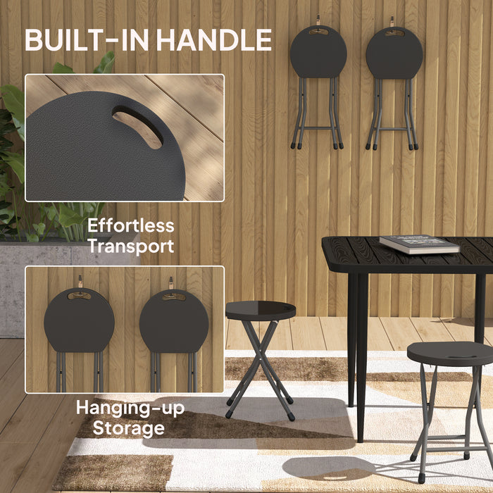 Set of Four Charcoal Grey Folding Carry Stools Lightweight and Portable by Outsunny
