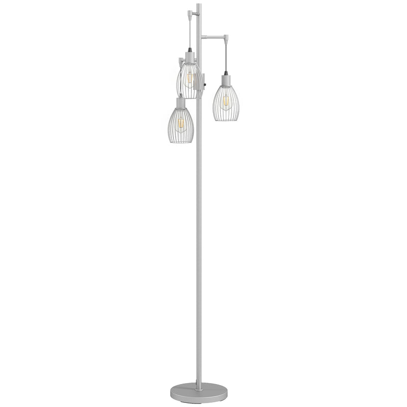 Floor Lamp with Adjustable Rotary Dimmer for Flexible Living Room or Bedroom Lighting Silver