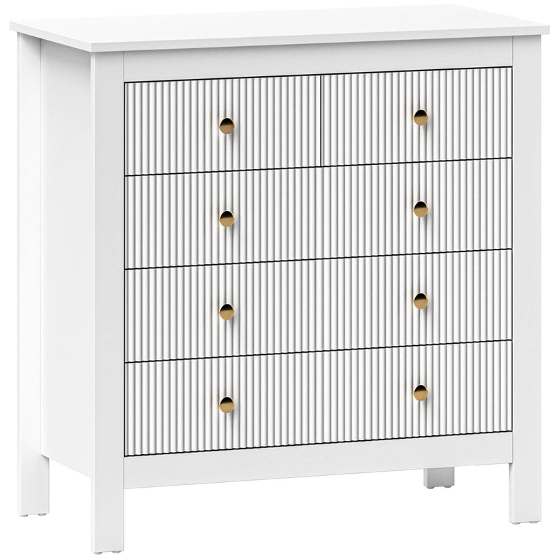 White Chest of Bedroom Drawers With Gold Legs Elegant Bedroom Storage by HOMCOM