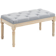 Light Grey Vintage Wooden Bed End Bench with Padded Seat by HOMCOM