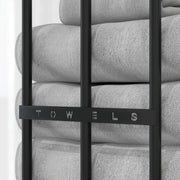 Wall Mounted Metal Towel Rack With Six Rails For Bathroom Storage, Black AOSOM