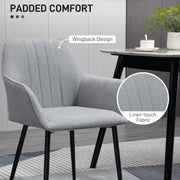 Set of 4 Upholstered Linen Dining Chairs with Metal Legs for Kitchen or Living Room, Light Grey