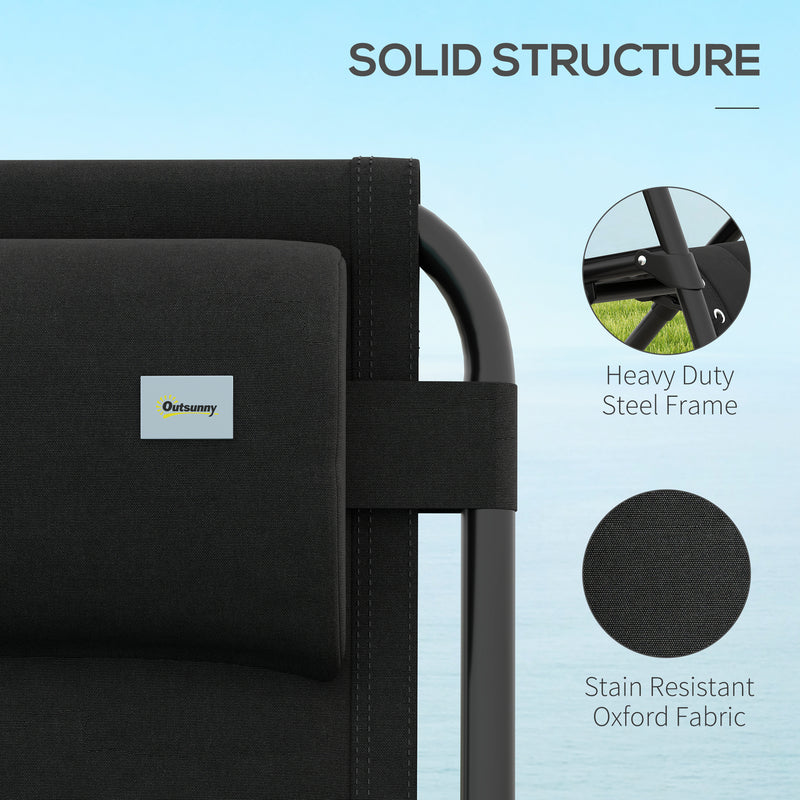 Set of 2 Black Zero Gravity Outdoor Recliner Chairs with Cushion and Cup Holder by Outsunny