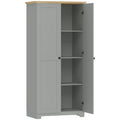 Tall Grey Freestanding Storage Cabinet For Kitchen with 4 Shelves - Modern Design 80x48x172cm Homcom