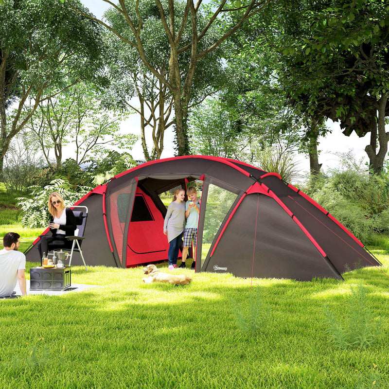 6 Man Family Tent with Two Bedrooms and Spacious Living Area Waterproof Grey